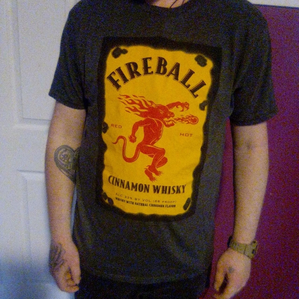 FIREBALL Whiskey Greywish Short Sleeve Tee